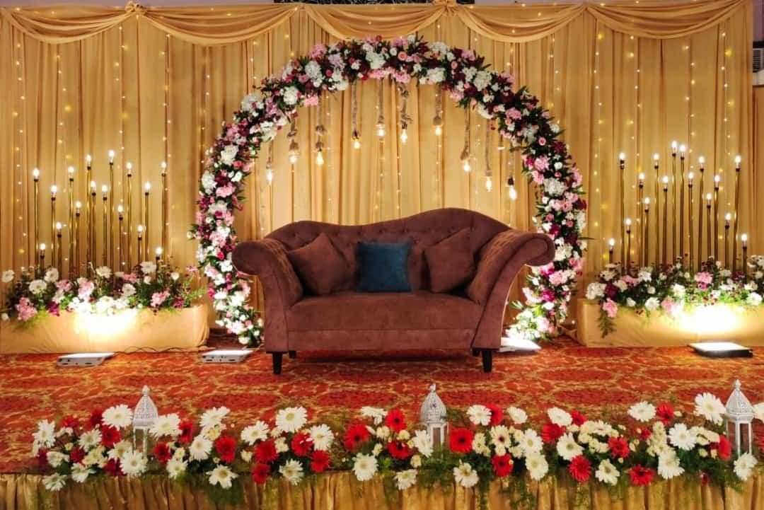 Circular Floral Arch Wedding Stage