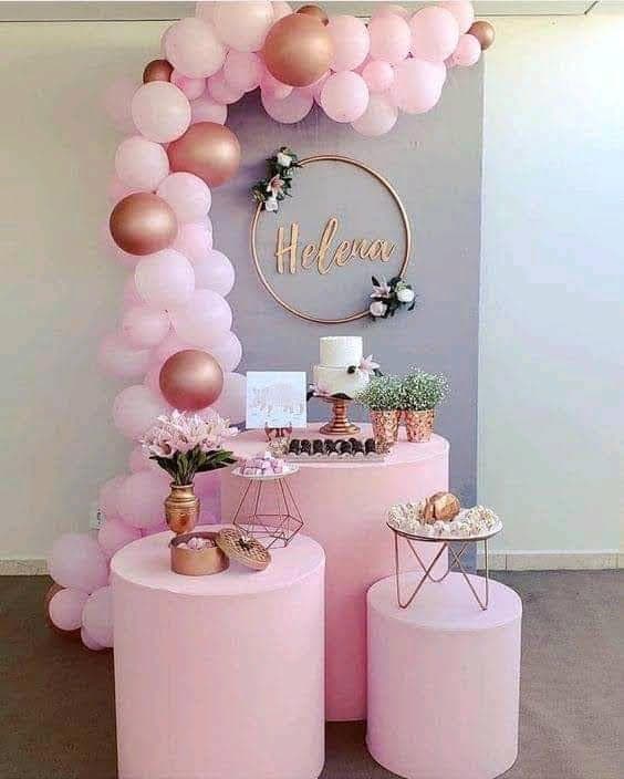 Modern Blush Birthday Dessert Table