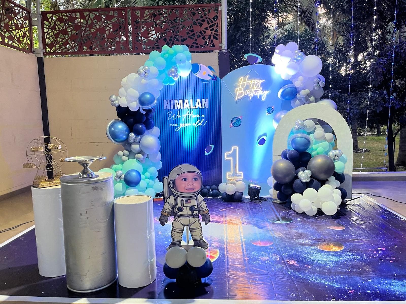 Space Theme 1st Birthday Stage